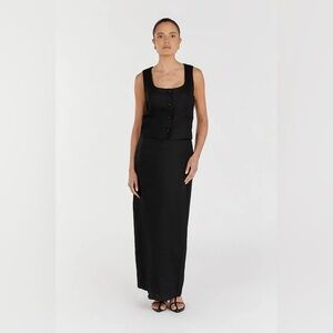 DISSH Robert’s Black Linen Pencil Maxi Skirt | US 2